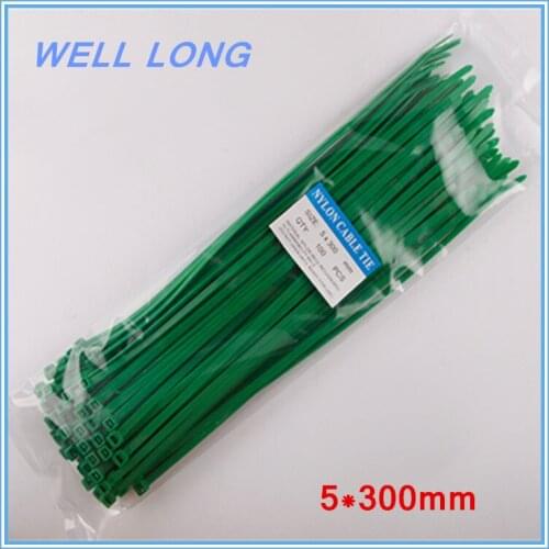 200pcs/lot 5*300mm Green Self-Locking Nylon Wire Cable Zip Ties, Cable Ties