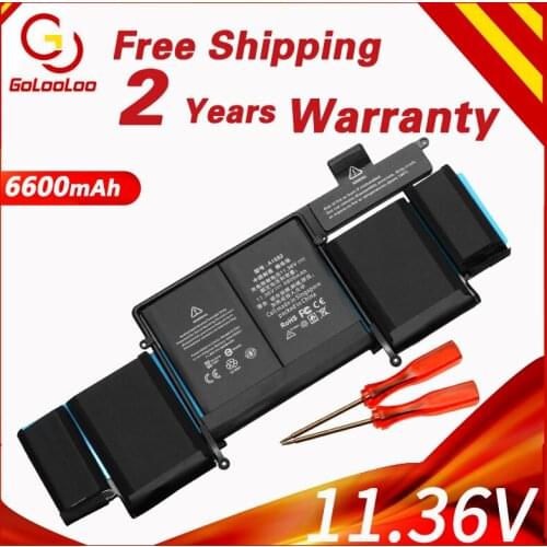 Golooloo A1582 Laptop Battery for Apple Macbook pro 13'' A1502 battery 2015 retina 6600mAh Free Tools Base Screwdriver Battery