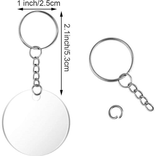 Acrylic Keychain Blanks, 24 Sets Transparent Star / Round / Heart Pendant Charm