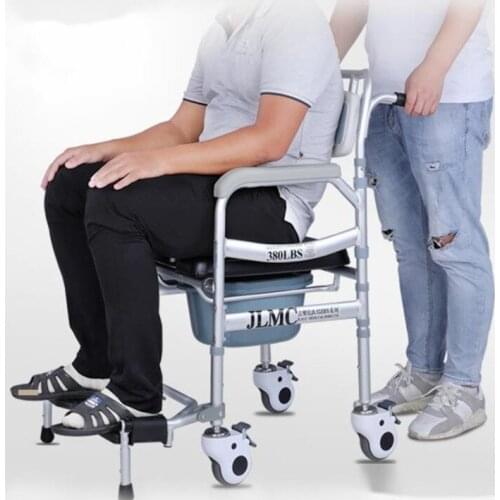 Anti-corrosion aluminum alloy home wheelchair universal mute wheel elderly shower chair strong load-bearing mobile toilet