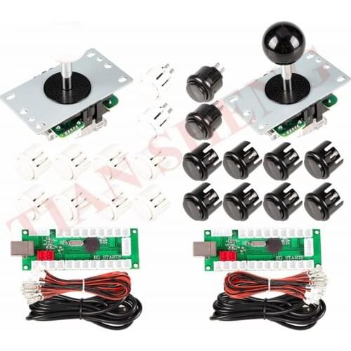 Arcade DIY Kits Controller USB Encoder to PC Games 2 5Pin 8 Way Sticker + 20x Push Buttons (2.8mm Terminal) for Arcade Joystick
