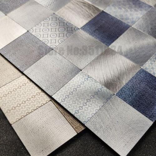 Art flower Retro Metal mosaic tile 1 box 11pcs Self-adhesive Aluminum Plastic wall stickers for background wall bathroom kitchen