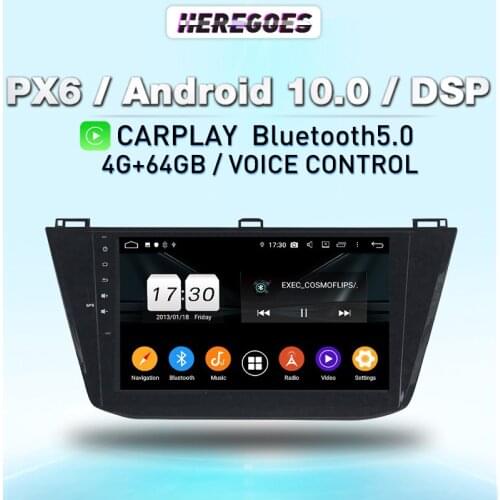 Carplay DSP 10.1" PX6 Android 10.0 Car DVD Player For VW Tiguan 2016-2018 4GB+128GB Navigation GPS 4G LTE Multimedia RDS Radio
