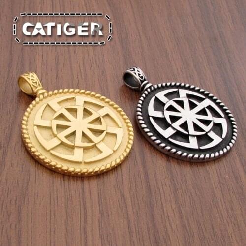 Free Shipping Punk 316L Stainless Steel Slavic Kolovrat Symbol Pendants Classic Ethnic Women Vintage Silver Color Charms Pendant