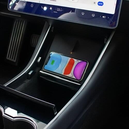 For Tesla Model 3 Y Mobile Phone Wireless Charging Pad Accessories Center Console Horizontally Charger for iPhone Samsung
