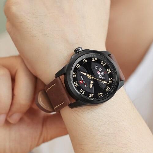 NAVIFORCE Luxury Brand Men Watch Date Week Display Mens Watches Military Army Business Genuine Leather Strap Quartz Male Clock