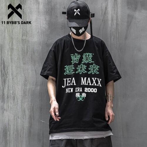 11 BYBBS DARK Function Letter Printed Harajuku Tshirts Summer Hip Hop T-Shirt Men Streetwear Cotton Loose Short Sleeve Shirts