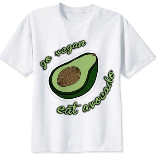 Vegan Avocado t shirt men Summer print T Shirt boy short sleeve with white color Fashion Top Tees MR2715