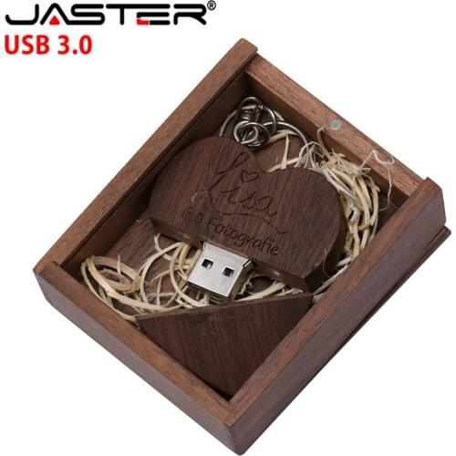 JASTER maple wood Walnut heart +box model usb3.0 32GB usb flash drive usb3.0 pendrive 4GB 8GB 16GB LOVE gift give gril