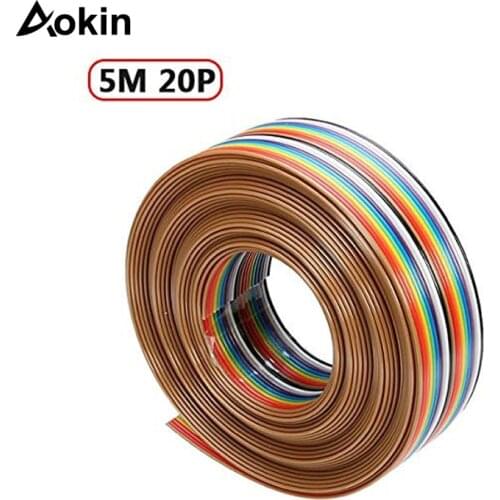 5M 1.27mm 20P DuPont Cable Rainbow Flat Line Support Wire Soldered Cable Connector Wire