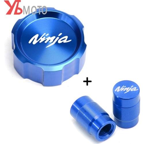 Tire valve caps & Rear Fluid Reservoir Cover For KAWASAKI Ninja ZX10R ZX6R Ninja 650 400 250r 1000 H2 H2R Ninja
