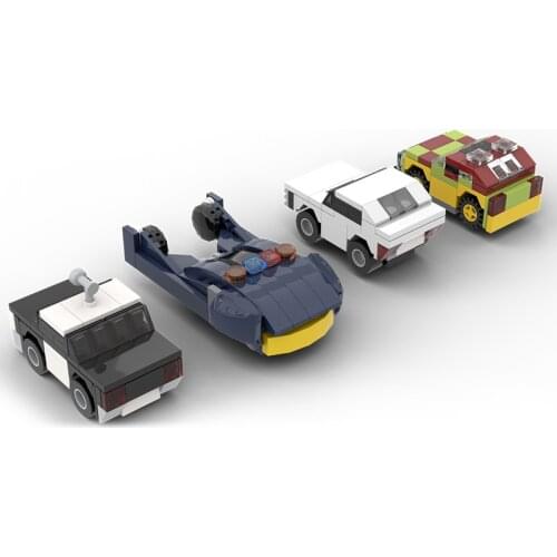 MOC Four Classics Brand Famous Movie TV Game Combination Cars Building Blocks Bricks Assemble Vehicle Toy For Children Kid Gifts