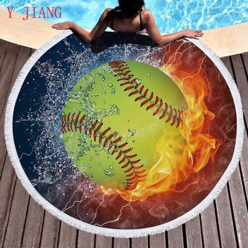 Ball Printed Microfiber Round Beach Towel Bath Towels For Adults Kids Yoga Mat Tassels Blanket Home Decor