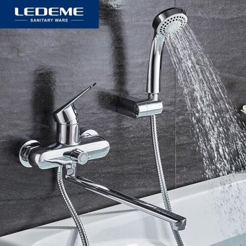 LEDEME Bathroom Bathtub Faucet Set Mixer Tap With Hand Sprayer Wall Mounted Rainfall Bath Faucet Shower Sets Single Handle L2240