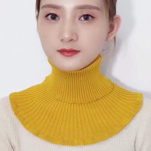 Women Winter Turtleneck Collar Solid Color Breathable Knitted Scarf Neck Gaiter