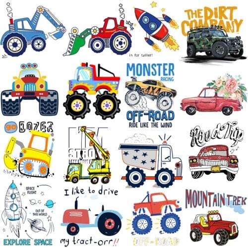 Hippie Locomotive Patch Heat Transfer Vinyl Iron-On Transfers For Clothing Car Flowers Thermal Stickers On Clothing DIY Applique