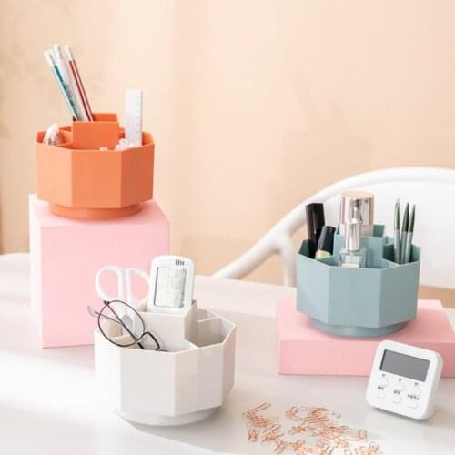 Multi-purpose 360 Rotatable Pen Holder Case 5 Separate Compartment In Different Height Desk Stationery Organizer Holder