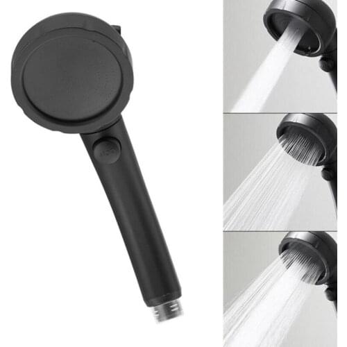 Black Shower Head 3 Mode ABS Wall Mounted High Pressure Rainfall Bathroom Water Saving Shower Hose Holder Set