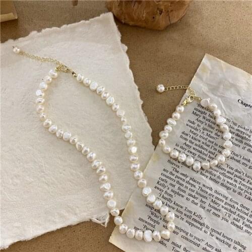 Natural Freshwater Pearl Choker Necklace Baroque pearl Jewelry for Women wedding pearl choker necklace