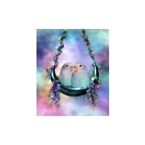 Parrot Couple on Swing Animal Romantic Cross Stitch Kits Top Quality Embroidery Needlework DIY 14CT Unprinted Decor Handmade