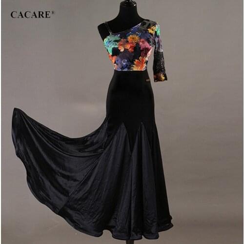 Ballroom Waltz Dresses Dance Competition Dresses Ballroom Dress 2pcs Set Standard Customized D0554 Long Sleeve Big Sheer Hem
