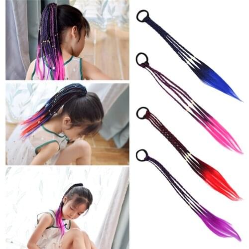 Gradient Wig Braid Twist Elastic Hair Bands Girls Ponytail Holder Women Gum Scrunchies Baby Kids Rubber Band Hair Accessories