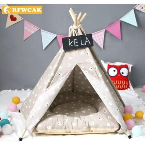 RFWCAK Pet Tent Dog Bed For Small Dogs Cat Home Washable Pet Teepee Cat Toy House Puppy Kennel Winter Tents Nest Pet Supplies