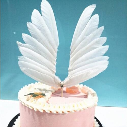 Angel Wings Flag String Light Angel Candle Wedding Cupcake Cake Topper Set for Party Decoration Birthday Cake Flags Baking Decor