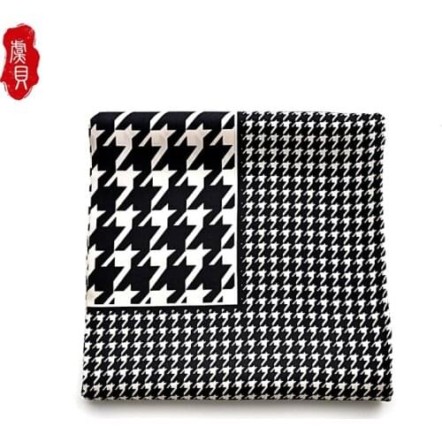 Houndstooth Real Silk twill Scarf Printed big Square Bandana Women Luxury Head Scarfs For Ladies Fashion 2020 Foulard Femme Gift
