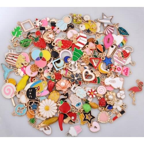 25pcs Mix gold metal enamel charms for earring fashion jewelry making charm and pendants for bracelet dangle assorted mixed lot