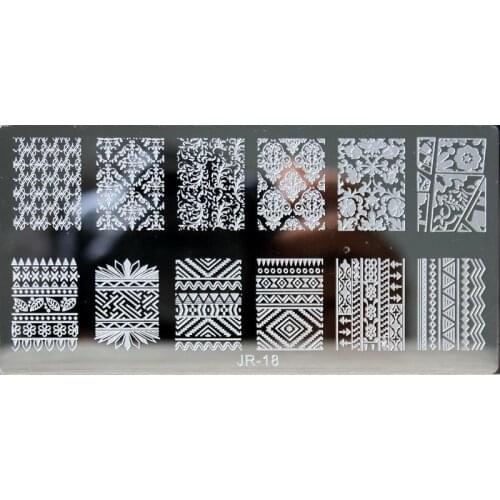 #0018- New fabric 6*12cm Stainless Nail Art Print Stamping Plates Geometric Striped Design Nail Polish Template, 18