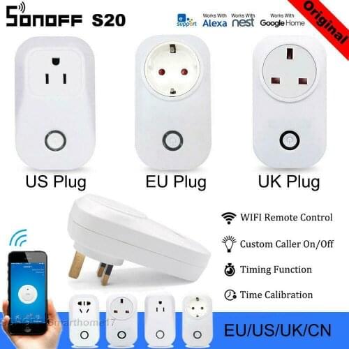 Sonoff S20 WIFI Smart APP Remote Control Timer Socket UK/EU Plug Home Automation smart home smart switch wifi
