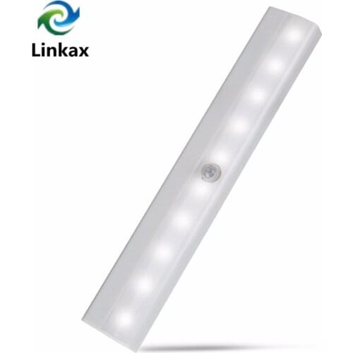 LED IR Infrared Motion Sensor Night light Closet Cabinet Light Lamp 10 LEDs Induction Wardrobe Step Lights Bar Lighting