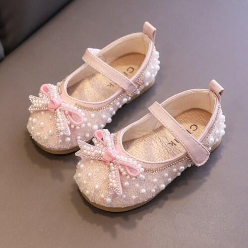 Baby Rhinestone Shoes Girls Bow Princess Shoes 2021 Spring Autumn Children Casual Shoes Sweet for Wedding Fashion Diamond 21-34