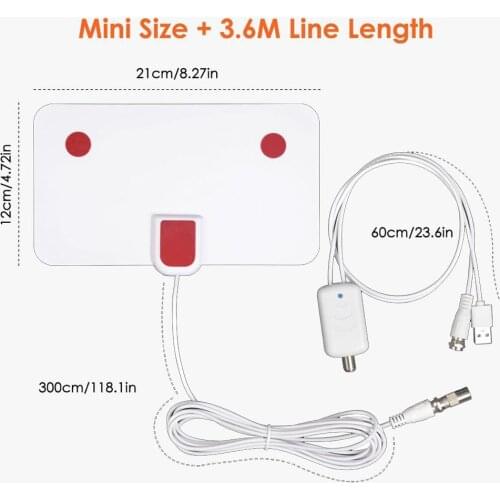 TV Aerial Indoor Amplified Digital HDTV Antenna 1200 Miles Range With 4K HD1080P DVB-T Freeview TV For Life Local Channels