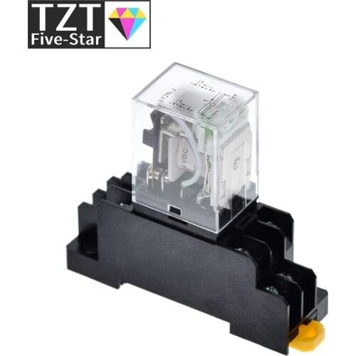 TZT 12V 24V DC 110V 220V AC Coil Power Relay LY2NJ DPDT 8 Pin HH62P JQX-13F With Socket Base OK