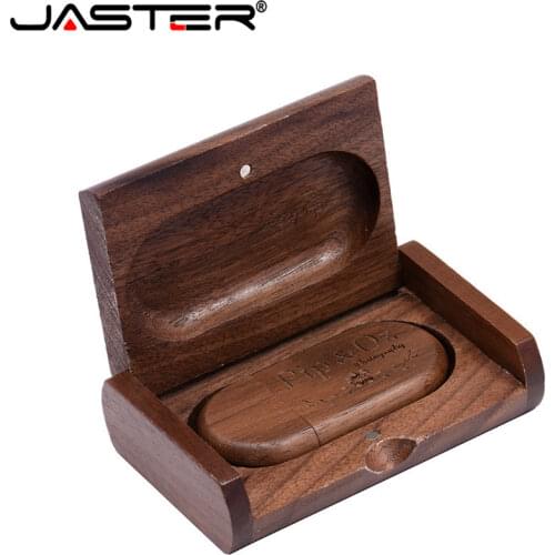 JASTER 1PCS free custom logo Wooden usb + Box pen drive 8GB 16gb 32gb usb Flash Drive Memory Stick LOGO customer wedding Gift