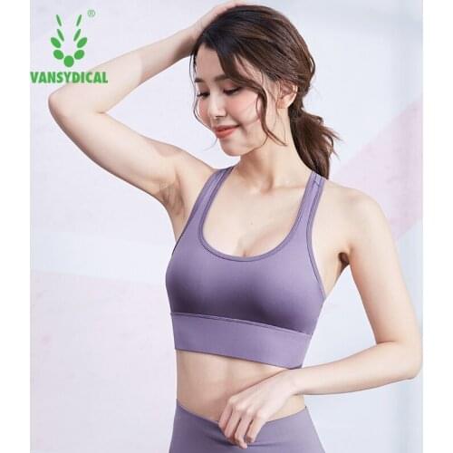 VANSYDICAL Yoga Bra Women Seamless Sexy Shockproof Push Up Running Lingerie Breathable Fitness Vest Gym Clothing Sportswear
