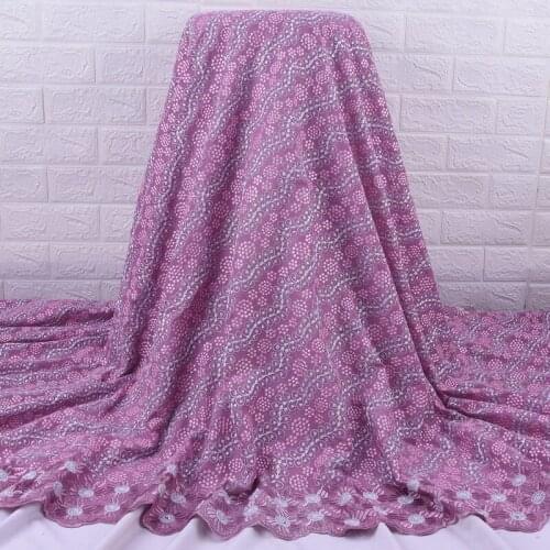 Zhenguiru High Quality Pink African Lace Fabric Tulle Swiss Voile Fabric Embroidered Nigerian Fabric For Women Party Dress A2087