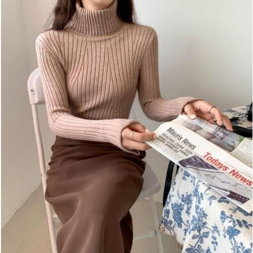 Womens Knitted Sweater Winter coat Loose Inside Long Sleeve knitting Shirt Sweater