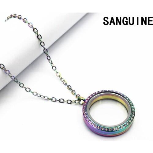 Newest 1pcs Glass Crystal Aroma Essential Oil Diffuser 316 Stainless Steel 30mm Floating Lockets 50cm chain Pendant Necklaces