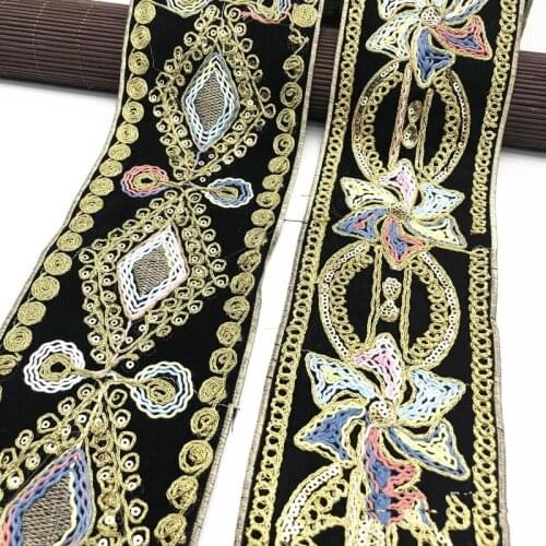 1 Yards Embroidery Flower Lace Ribbon Trims for Sofa Curtain Trimmings Dress Edge Costumes Applique Fabric