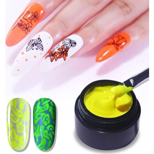 5ML Fluorescent Neon Nail Stamping Gel Polish Nude Luminous Gel Varnish UV for Nail Art Colorful Gel Lacquer