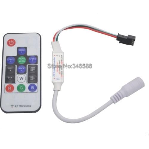DC5V 12V 2048Pixels 300 Kinds of Changes RGB LED Symphony Controller with 14Key RF Wireless Remote for DC5V WS2812B DC12V WS2811