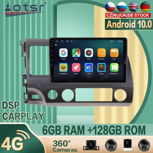 128G for Honda Civic 8 FK FN FD Android Car radio Player GPS Navigation 360 camera Auto Stereo 2din Multimedia Video DSP carplay