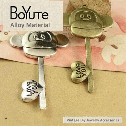 BoYuTe (10 Pieces/Lot) 47*82MM Women Fashion Sweater Chain Accessories Parts Wholesale Antique Bronze Silver Monkey Pendant