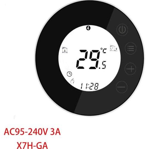 X7HGA Black Temperature Controller 95-240V 3A Water Floor Heating Room Thermostat