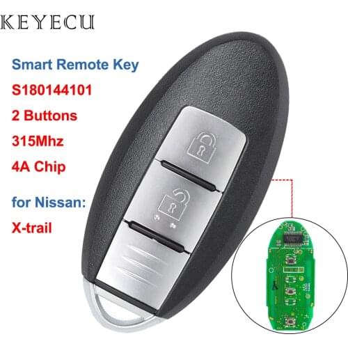 Keyecu S180144101 Keyless-go Smart Remote Car Key Fob 315Mhz with 4A Chip for Nissan X-trail 2014-2017, FCC ID: KR5S180144014