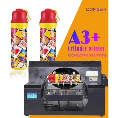 DOMSEM Multi-functional Printers A3 UV inkjet Auto Digital Round Tube Cylinder Bottle Flatbed Flat objects Logo Printing Machine