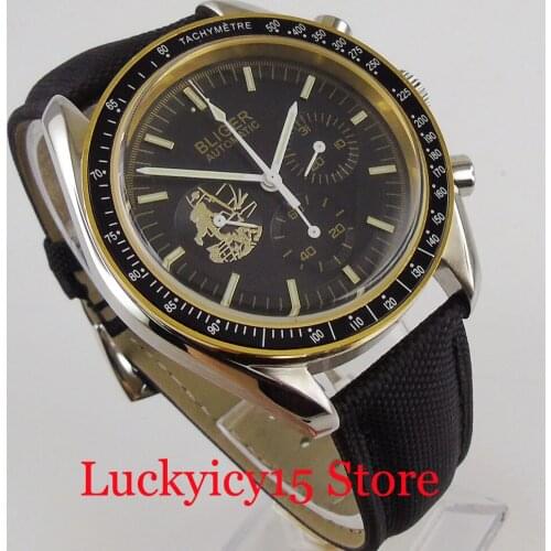 BLIGER Fashional Self Winding Men Watch Date Window Mechanical Wristwatch Leather Band